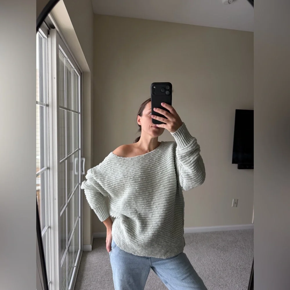 Free People Menace Solid Tunic Sweater Oversized Slouchy Mint Green Size Medium